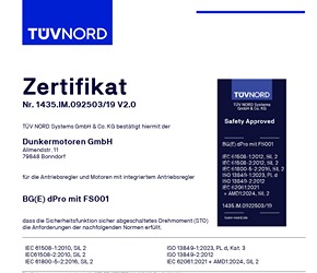 FS Safety Certificate for Drives