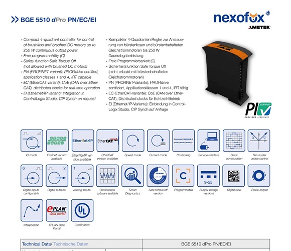 BGE 5510 dPro Profinet | EtherCAT | Ethernet/IP - Controller/Drive