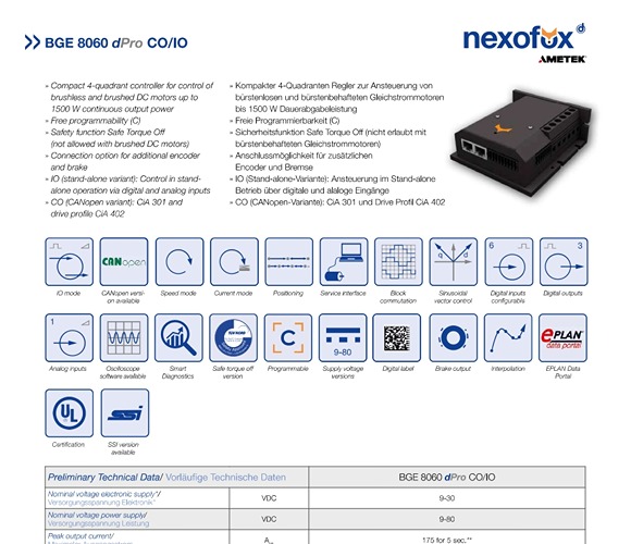 BGE 8060 dPro CANopen | IO Controller/Drive
