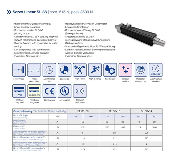 Servo Linear Motor SL 38