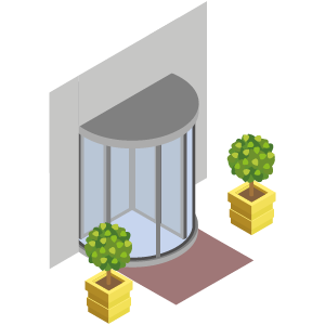 Drehtür aus Glas Automation