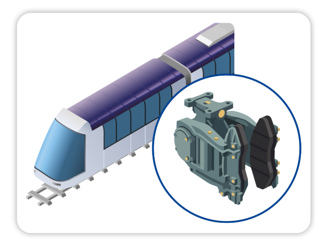 Hydraulic pump system used in train braking application with rail vehicle illustration