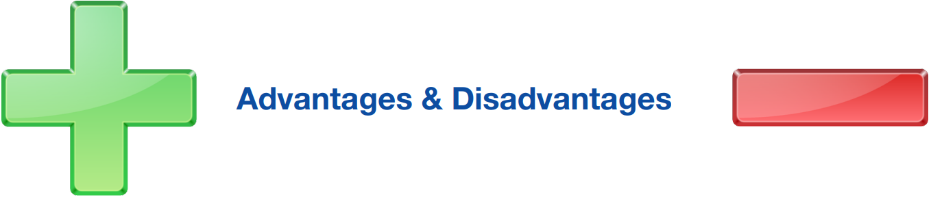 Advatages and Disadvatages - Plus and Minus Sign in Green and Red