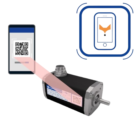 nexofox dunkermotoren smartphone app that is scanning a QR Code on the Motor