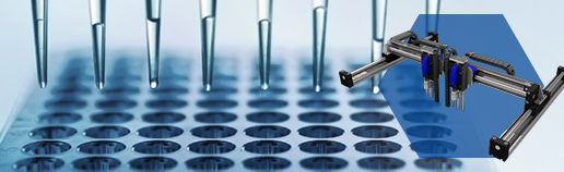 Precision linear motion system used for automated laboratory pipetting and medical sample handling in high‑throughput diagnostics.